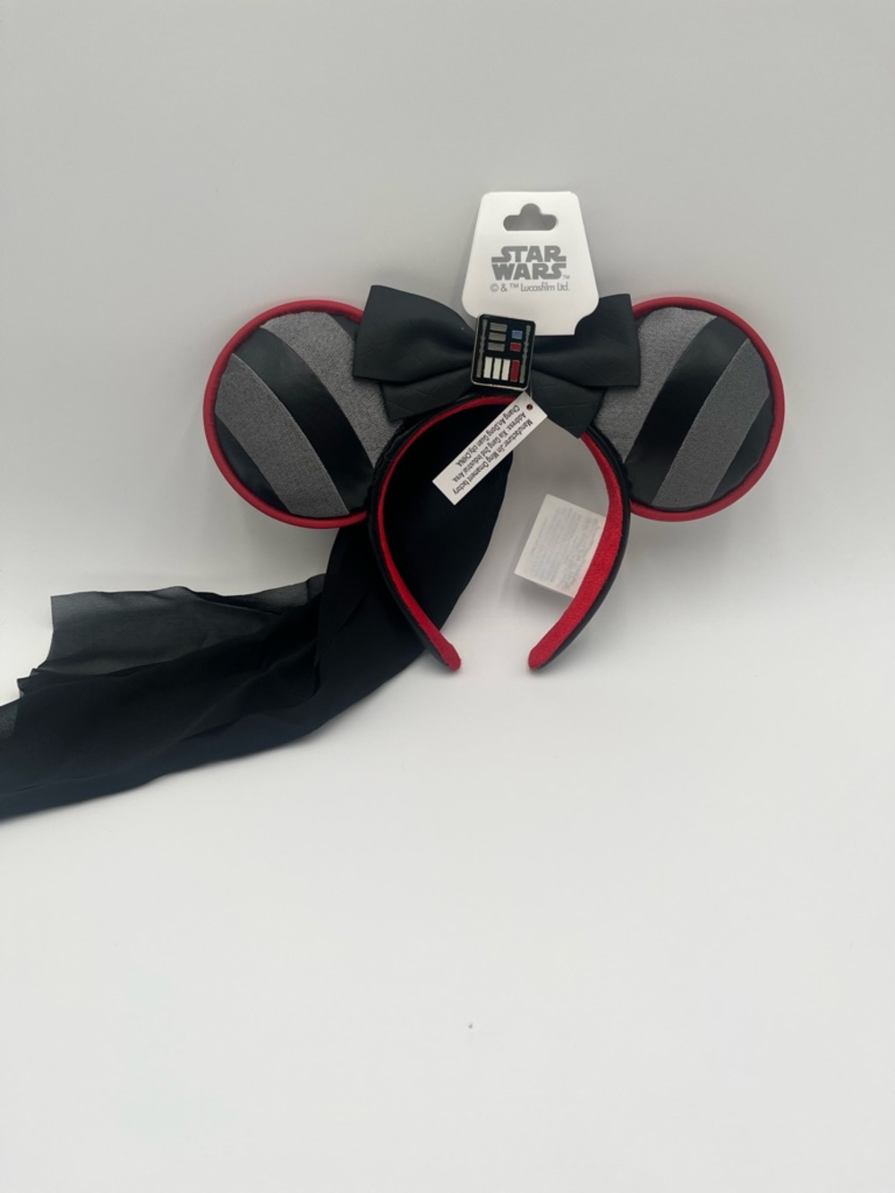 Star Wars Darth Vader Ear Headband in Black and Red with Veil